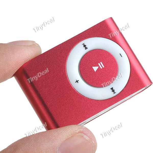 MP3 Clip Slim c/ entrada p/ cartão de memoria - vermelho