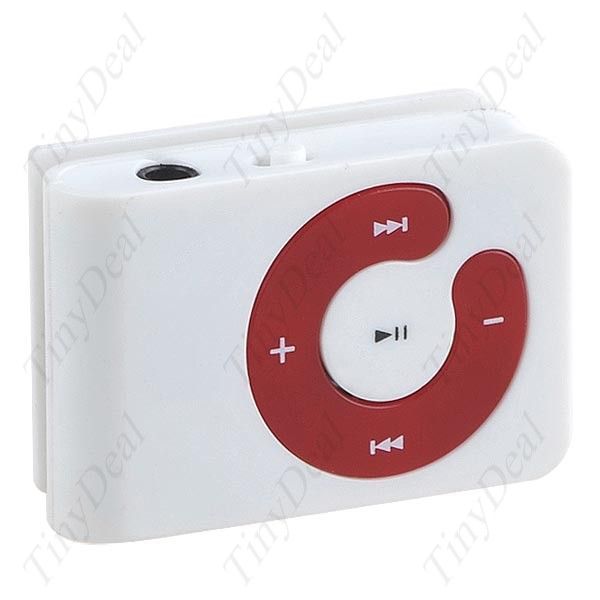 MP3 Clip Slim c/ entrada p/ cartão de memoria - Branco/verm.